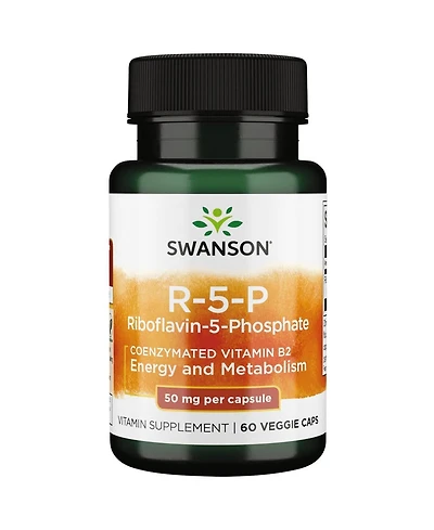 Swanson R5P (Riboflavin5Phosphate) Vitamin B2 Supplement Promoting Energy, Metabolism and Vision Health Natural Wellness Formula (60 Capsules)