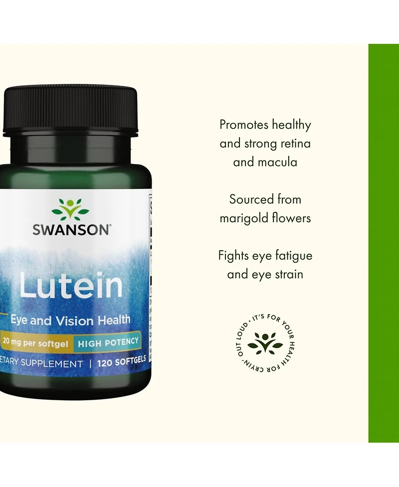 Swanson Lutein 20 Milligrams 120 Sgels