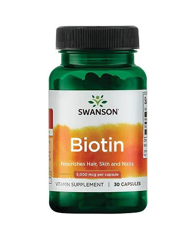 Swanson Biotin B7 Vitamin 5000 mcg 30 Capsules