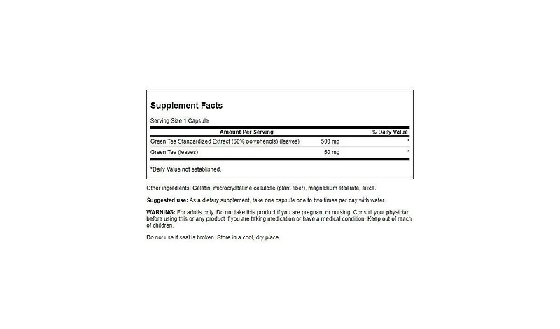 Swanson Green Tea Extract 500 Milligrams 60 Capsules