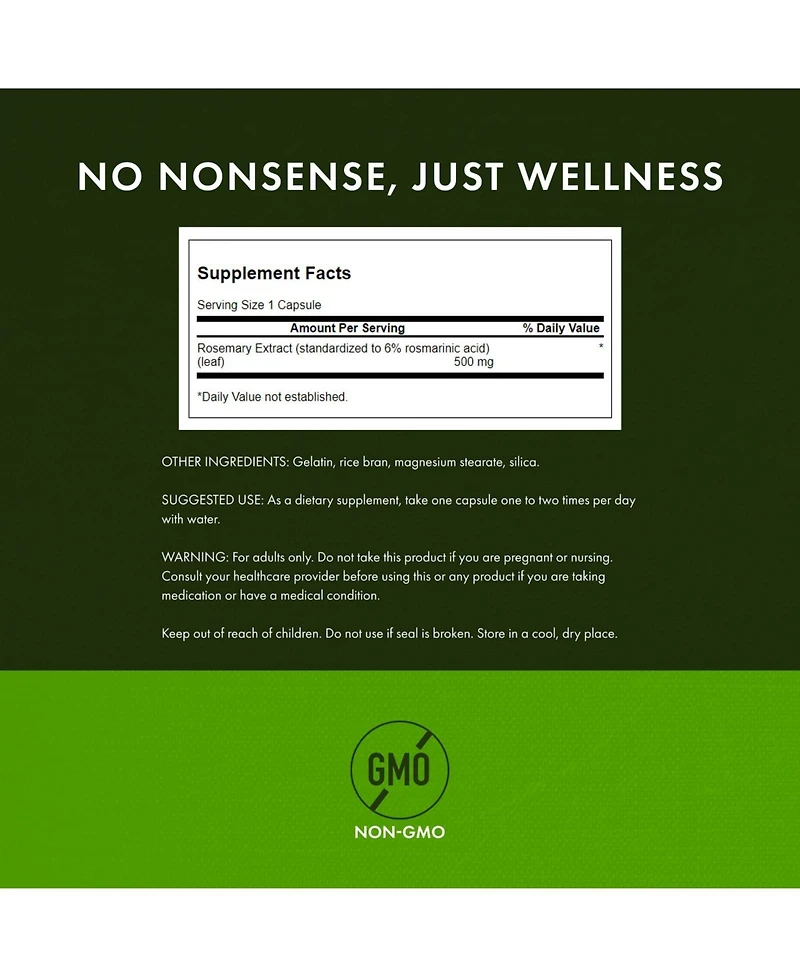 Swanson Rosemary Extract 500 Milligrams 60 Capsules