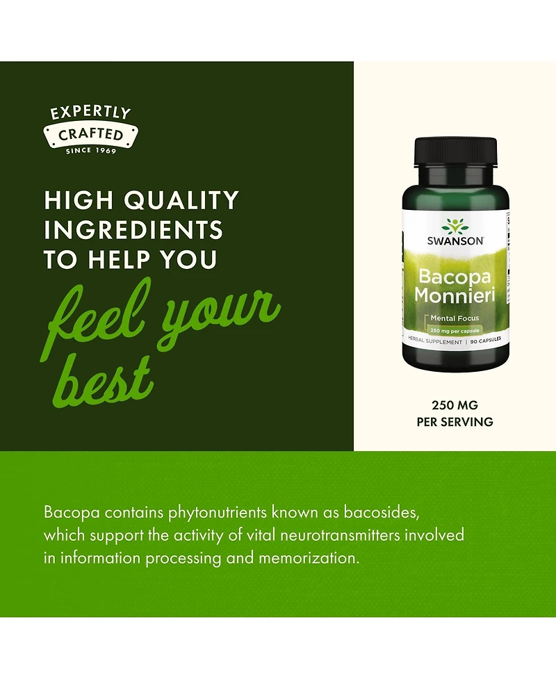Swanson Bacopa Monnieri Extract Bacognize 250 Milligrams 90 Capsules