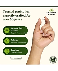 Swanson Lactobacillus Gasseri Probiotic, Digestive Health, Satiety and Fat Metabolism Support, 3 Billion Cfu, 60 Veggie Capsules