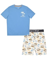 Max & Olivia Boys' 6-18 Palm Tree Print T-Shirt and Shorts, 2-Piece Set
