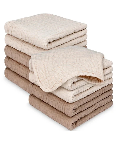 KeaBabies 10 Pack Lyra Muslin Baby Washcloths Large 12x12 Soft Absorbent Cotton Wash Cloths Burp Rags Face Cloth Towel