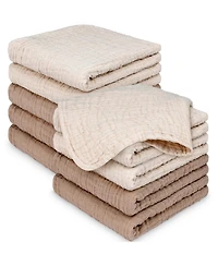 KeaBabies 10 Pack Lyra Muslin Baby Washcloths Large 12x12 Soft Absorbent Cotton Wash Cloths Burp Rags Face Cloth Towel