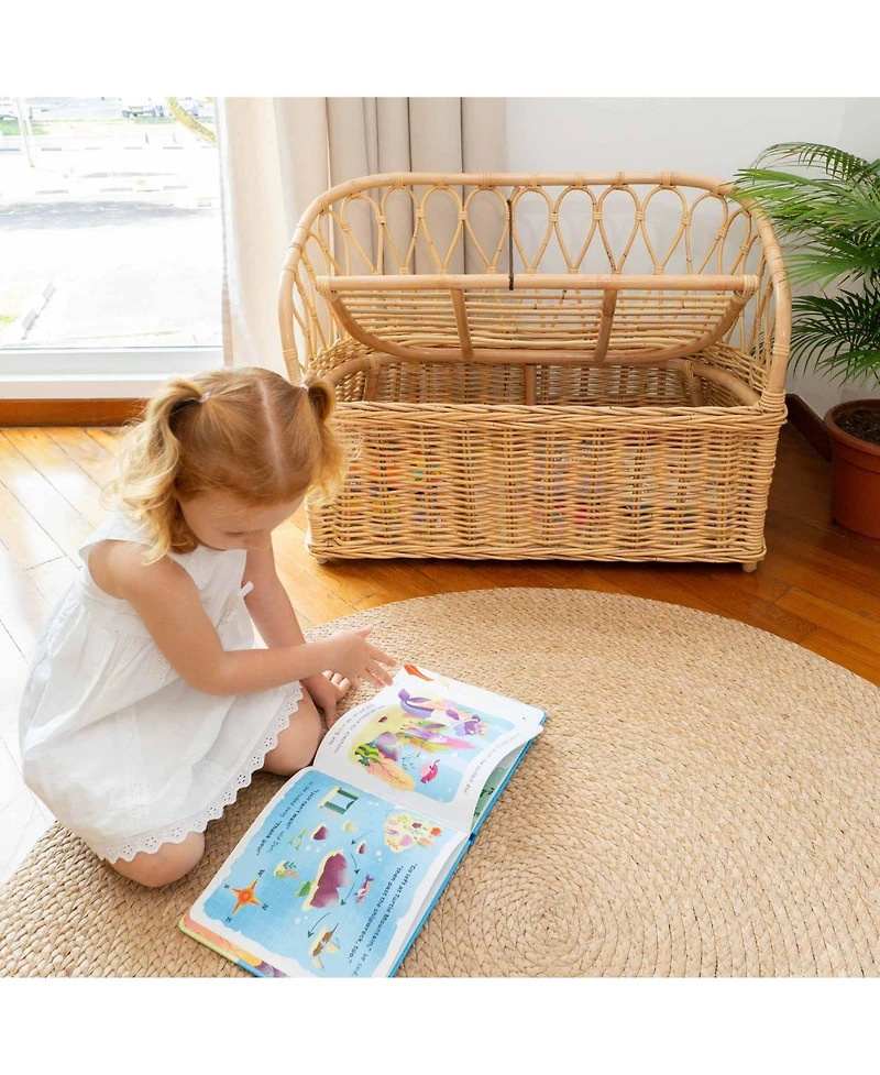 Momiji Callie Handcrafted Rattan Kids Storage Bench Couch - Wicker