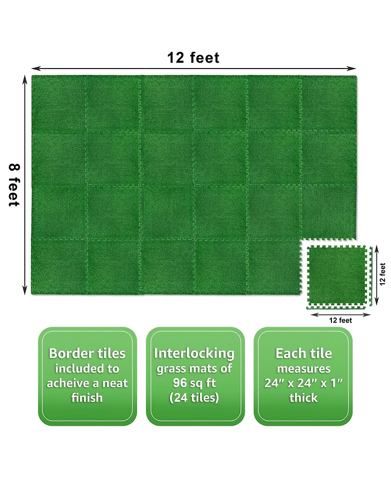 Sorbus 24 Piece 24 x 24 in. Interlocking Floor Mat Grass