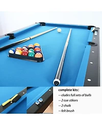 Rainsken 63.8" Foldable Pool Table, Indoor Billiards Table with Balls, Cue Sticks, Chalks, Brush and Triangular Rack for Family Game Room