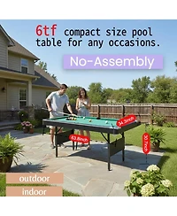 Rainsken 63.8" Foldable Billiards Table, All-in-One Indoor Pool Table Set with Balls, Cues, Chalk, Brush and Triangle Rack for Game Rooms