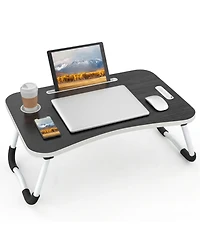 Gnuadz Folding Lap Desk Portable Wood Laptop Bed Cup Holder Sofa Couch Floor