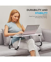 Gnuadz Folding Lap Desk Portable Wood Laptop Bed Cup Holder Sofa Couch Floor