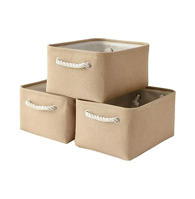 Gnuadz 3pack Storage Bins Canvas Basket Organizer with Handles Gift