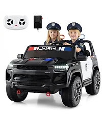 Slickblue Kids 24V Police Ride-On Car, 2-Seater 4WD with Megaphone and Led Lights