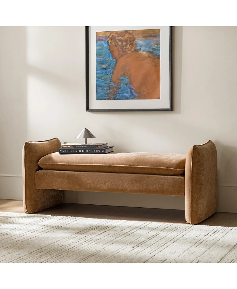 Hulala Home Ella Modern Chenille Fabric Upholstered Bench