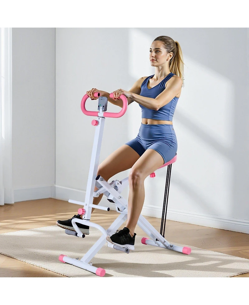 Mecale Deep Squat Rowing Machine, Foldable Glute Trainer with 3 Resistance Bands, Home Squat Machine for Glutes and Legs