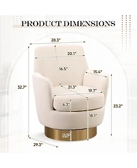 Rainsken 360degree(s) Swivel Barrel Chair, Velvet Upholstered Round Accent Chair with Stainless Steel Base for Living Room, Read Room - (1Piece).