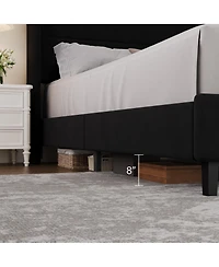 gaomon Bed Frame with Wingback Headboard, Velvet Upholstered Platform Bed Frame, Strong Wooden Slats, No Box Spring Needed
