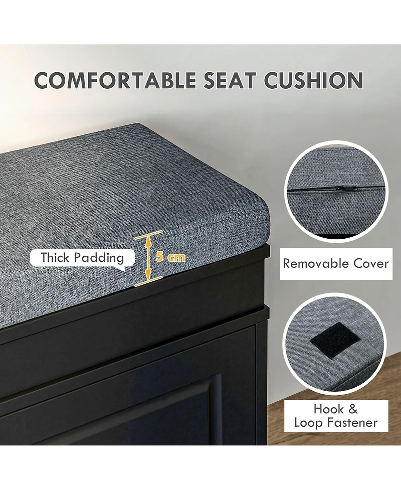Homcom Shoe Rack Bench for Entryway with Cushion, 2 Drawers