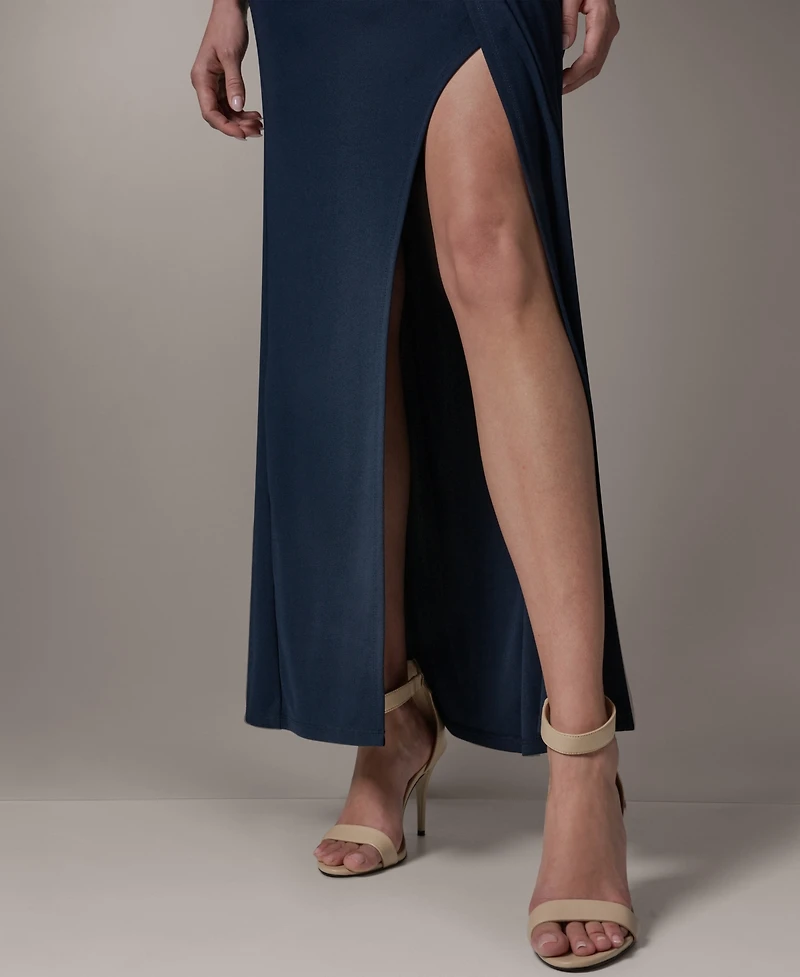 Donna Karan New York Women's Maxi Sleeveless Hardware Detail Dress