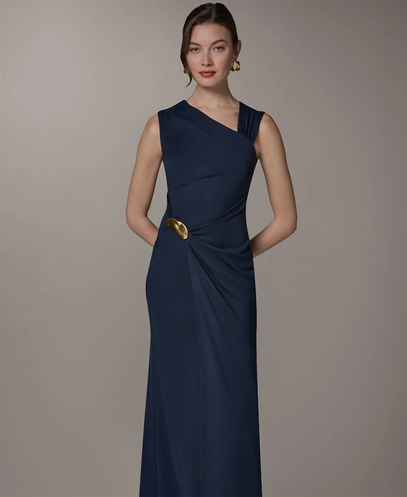 Donna Karan New York Women's Maxi Sleeveless Hardware Detail Dress