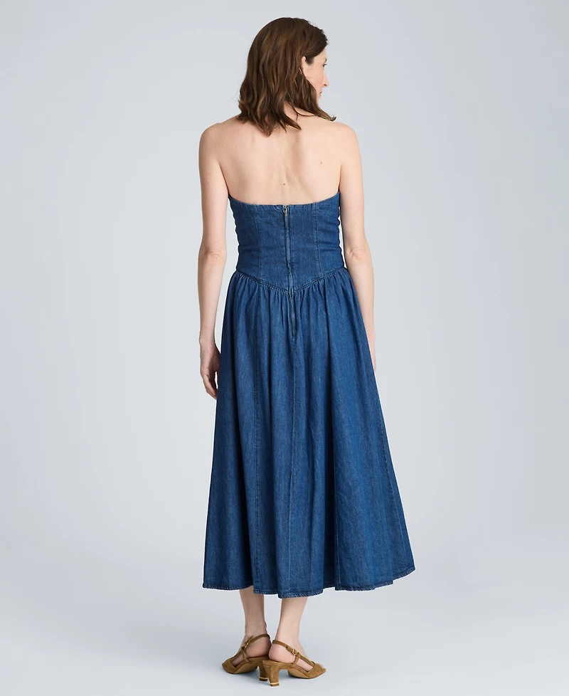 Kenneth Cole Women's Cotton Strapless Bustier Midi Dress