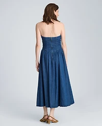 Kenneth Cole Women's Cotton Strapless Bustier Midi Dress