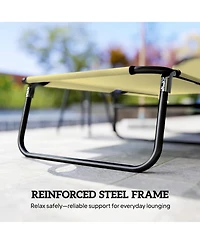 Outsunny Portable Outdoor Sun Lounger, Lightweight Folding Chaise Lounge Chair w/ 5-Position Adjustable Backrest for Beach, Poolside and Patio