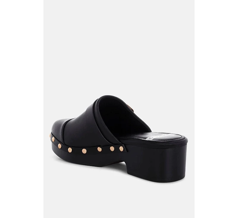 Rag & Co Women's Pinto Studded Genuine Leather Clogs