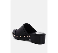 Rag & Co Women's Pinto Studded Genuine Leather Clogs