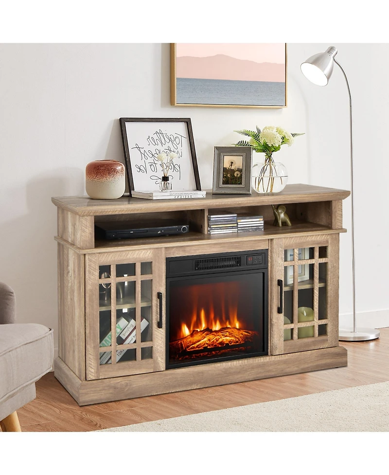 Gouun 48-Inch Electric Fireplace Tv Stand with Remote for TVs Up to 55 Inches