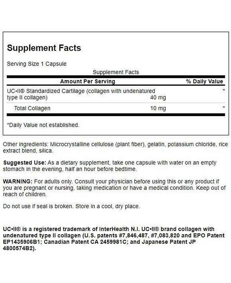 Swanson UcII Standardized Collagen 40 Milligrams 60 Capsules
