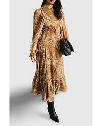 Warehouse Women's Romantic Chiffon Sleeve Midaxi Dress
