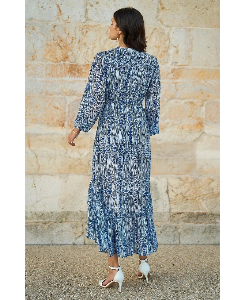 Yumi Women's Paisley Dipped Hemline Midi Dress