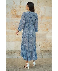 Yumi Women's Paisley Dipped Hemline Midi Dress