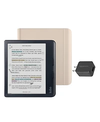 Kobo Libra Colour eReader with Sand Beige Notebook SleepCover Case and Ac Bundle