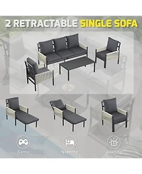Aecojoy Aluminum Patio Furniture Set 5/4 Seats Outdoor Sectional Couch with Table
