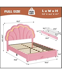gaomon Upholstered Led Bed Frame with Storage Drawer and Adjustable Chic Headboard, Berber Fleece Princess Platform for Kids