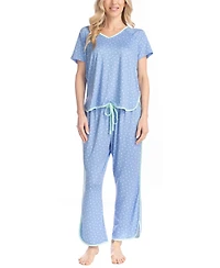 Muk Luks Women's Artistic Garden V-Neck Top and Ankle Pants