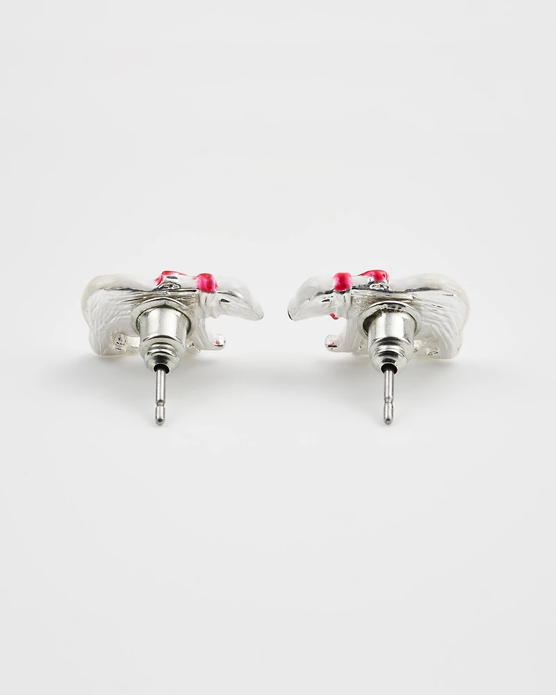 Fable England Cosy Polar Bear Silver Stud Earrings