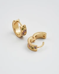 Fable England Folksy Floral Gold Huggie Earrings