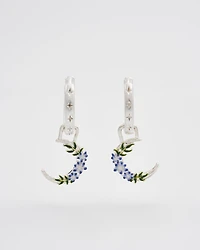 Fable England Nightshade Moon Silver Huggie Earrings