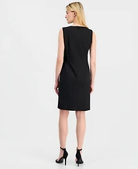 Anne Klein Women's Round-Neck Scuba Crepe Sheath Dress