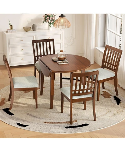 Streamdale Furniture Five Piece Round Dining Set with Four Upholstered Chairs
