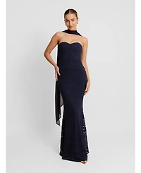 Six Stories Women's Lace Corset Maxi Dress With Neck Scarf