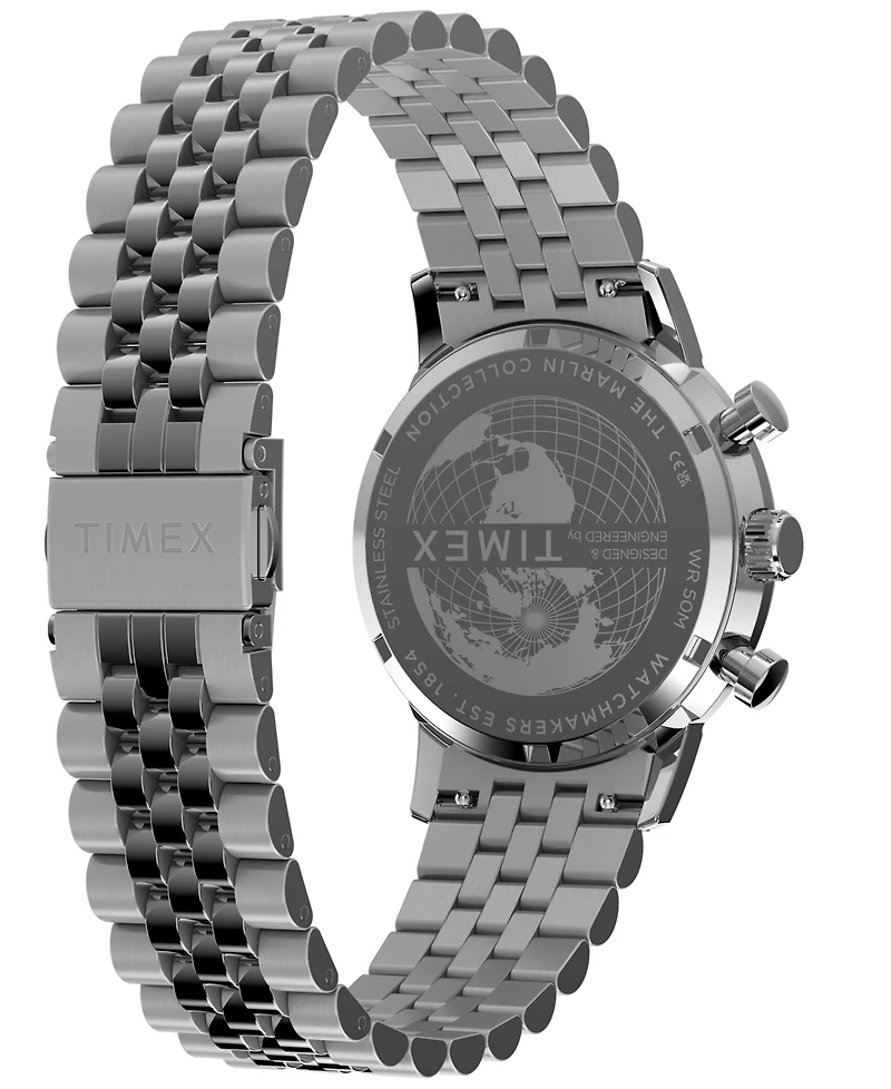 Timex Men's Quartz Chronograph Silver-Tone Stainless Steel Watch 40mm