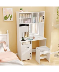 Gouun 67 in Tall Vanity Set with Led Mirror, Charging Station and Stool