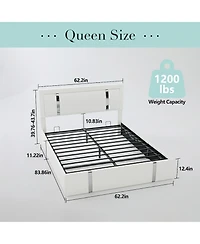 Lucky One Lift Up Storage Bed Frame with Adjustable Led Lights Headboard