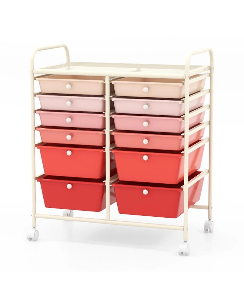 Gouun 12-Drawer Rolling Storage Cart with Lockable Casters