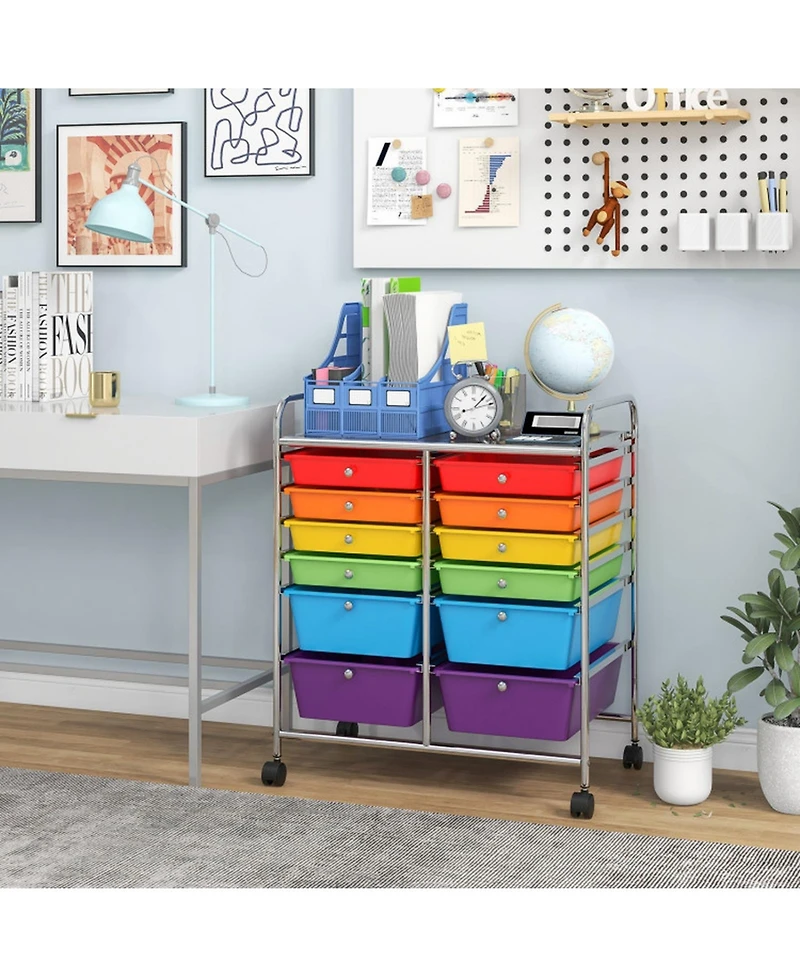 Gouun Rolling Organizer Cart Featuring 12 Removable Storage Drawers